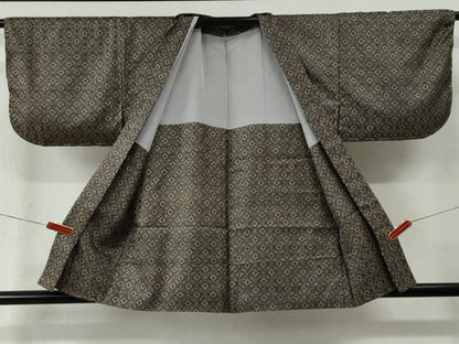 平和屋着物●本場大島紬　アンサンブル　割り込み絣　吉祥文　正絹　逸品　未使用　CABB4706yc