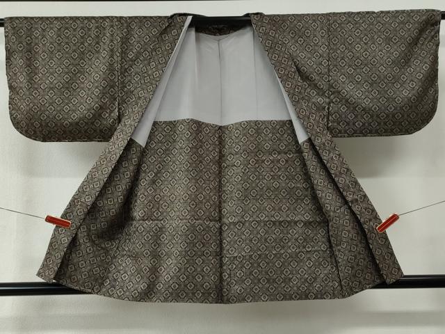 平和屋着物●本場大島紬　アンサンブル　割り込み絣　吉祥文　正絹　逸品　未使用　CABB4706yc