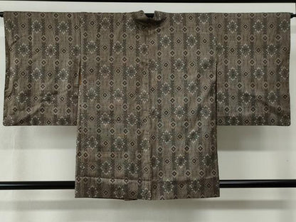 平和屋着物●本場大島紬　アンサンブル　割り込み絣　立涌花文　正絹　逸品　CABB4707yc