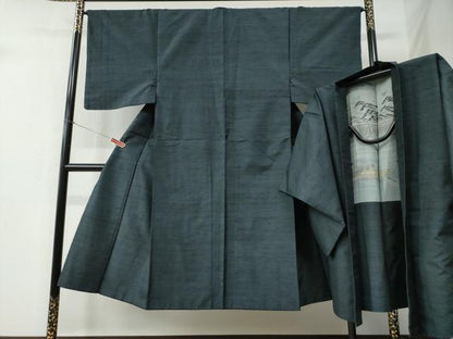 平和屋着物●男性 紬 アンサンブル 網代織 正絹 逸品 CABB4713yc