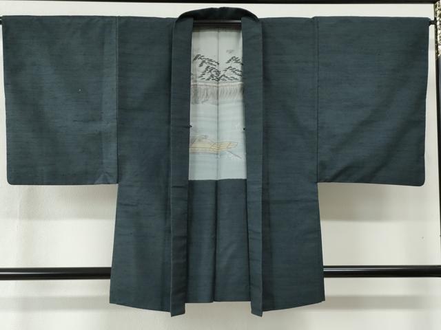 平和屋着物●男性 紬 アンサンブル 網代織 正絹 逸品 CABB4713yc