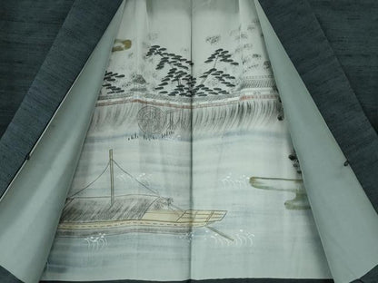 平和屋着物●男性 紬 アンサンブル 網代織 正絹 逸品 CABB4713yc