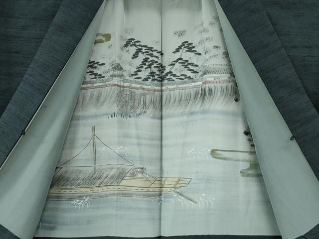 平和屋着物●男性 紬 アンサンブル 網代織 正絹 逸品 CABB4713yc