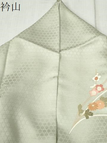 平和屋着物●訪問着 扇面網目草花文 暈し染め 金彩 正絹 逸品 CABB4718yc