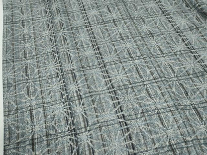 平和屋着物●上質な小紋 格子麻の葉文 正絹 逸品 CABB4719yc