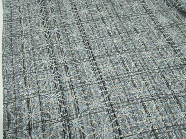 平和屋着物●上質な小紋 格子麻の葉文 正絹 逸品 CABB4719yc