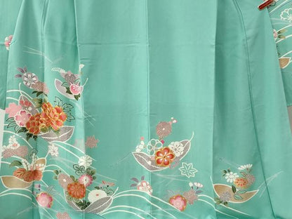 平和屋着物●豪華振袖 駒刺繍 吹き寄せ牡丹桐花文 金彩 正絹 逸品 CABB4720yc