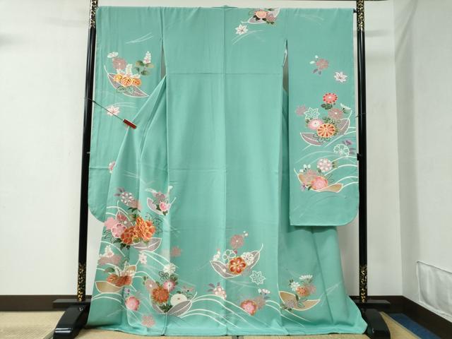 平和屋着物●豪華振袖 駒刺繍 吹き寄せ牡丹桐花文 金彩 正絹 逸品 CABB4720yc