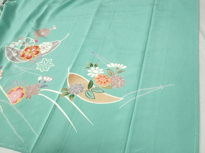 平和屋着物●豪華振袖 駒刺繍 吹き寄せ牡丹桐花文 金彩 正絹 逸品 CABB4720yc