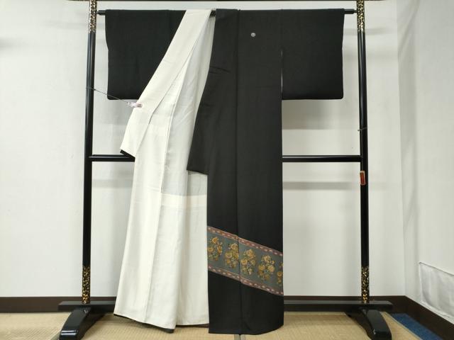 平和屋着物●景山雅史 黒留袖 木版更紗 金糸 正絹 逸品 CABB4722yc