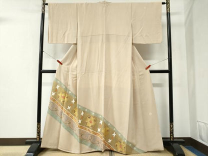 平和屋着物●京友禅作家　米沢新之助　色留袖　花鳥葡萄唐草文　金彩　正絹　逸品　CABB4723yc