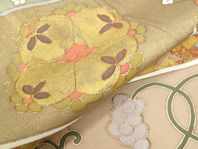 平和屋着物●京友禅作家　米沢新之助　色留袖　花鳥葡萄唐草文　金彩　正絹　逸品　CABB4723yc