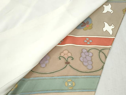 平和屋着物●京友禅作家　米沢新之助　色留袖　花鳥葡萄唐草文　金彩　正絹　逸品　CABB4723yc