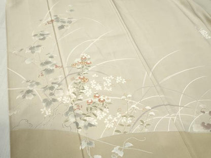 平和屋着物●訪問着 駒刺繍 南天草花文 暈し染め 金彩 正絹 逸品 CABB4725yc