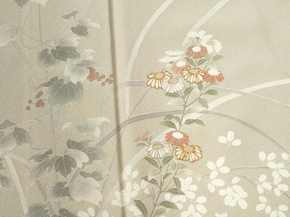 平和屋着物●訪問着 駒刺繍 南天草花文 暈し染め 金彩 正絹 逸品 CABB4725yc