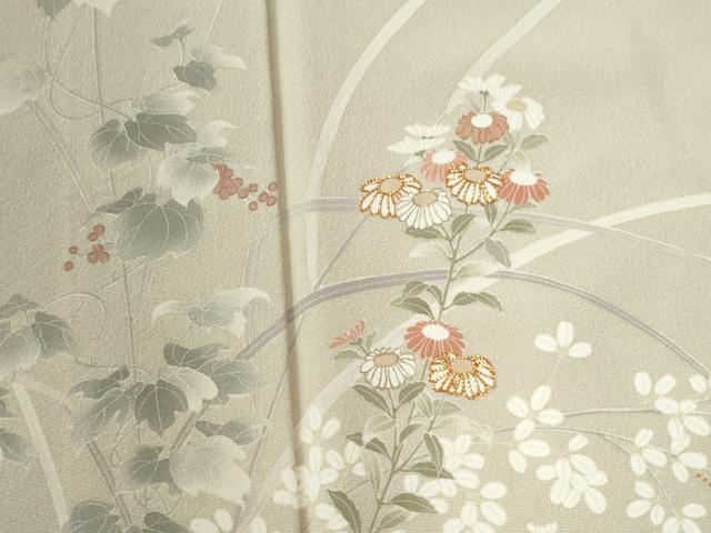平和屋着物●訪問着 駒刺繍 南天草花文 暈し染め 金彩 正絹 逸品 CABB4725yc