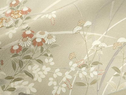 平和屋着物●訪問着 駒刺繍 南天草花文 暈し染め 金彩 正絹 逸品 CABB4725yc