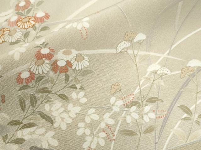 平和屋着物●訪問着 駒刺繍 南天草花文 暈し染め 金彩 正絹 逸品 CABB4725yc