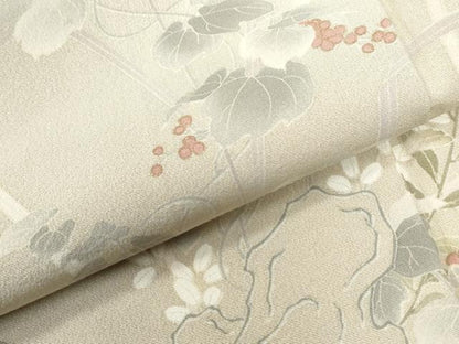平和屋着物●訪問着 駒刺繍 南天草花文 暈し染め 金彩 正絹 逸品 CABB4725yc