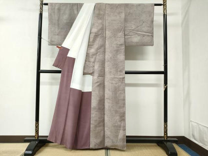 平和屋着物●江戸小紋 紬地 雪輪文 正絹 逸品 CABB4732yc