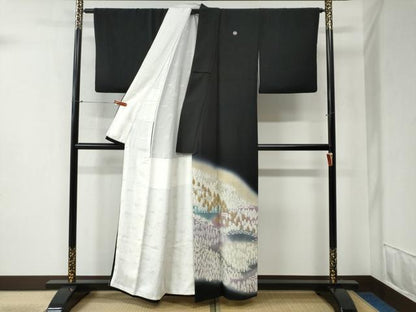 平和屋着物●豪華黒留袖 絞り 樹林文 金銀糸 正絹 逸品 CABB4740yc