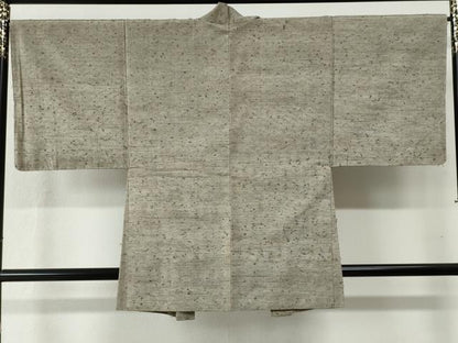 平和屋着物●男性 紬 髭紬羽織セット 色無地 白橡色 正絹 逸品 CABB4742yc
