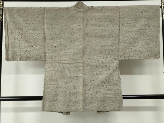 平和屋着物●男性 紬 髭紬羽織セット 色無地 白橡色 正絹 逸品 CABB4742yc