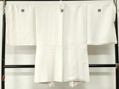 平和屋着物●男性 色紋付 羽織セット 菱吉祥文 金糸 キングサイズ 正絹 逸品 CABB4746yc