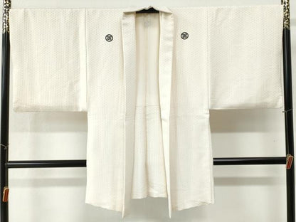 平和屋着物●男性 色紋付 羽織セット 菱吉祥文 金糸 キングサイズ 正絹 逸品 CABB4746yc