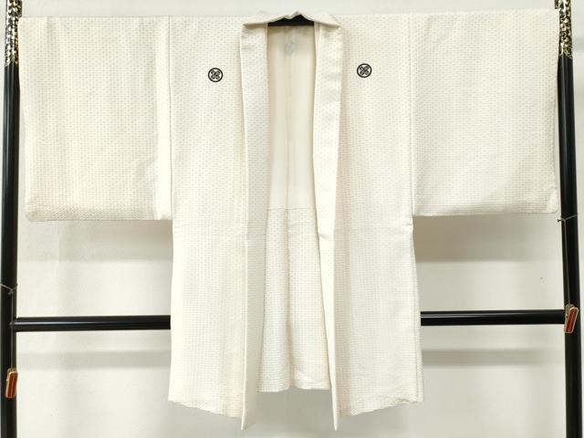 平和屋着物●男性 色紋付 羽織セット 菱吉祥文 金糸 キングサイズ 正絹 逸品 CABB4746yc