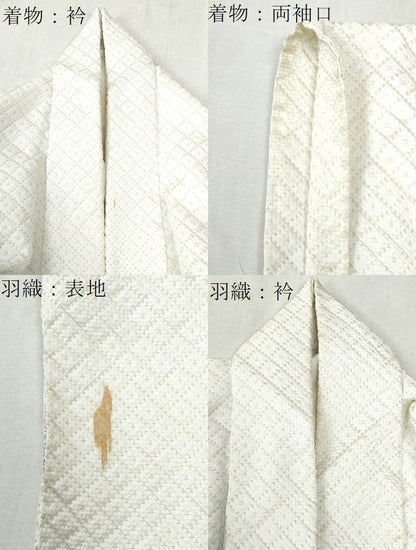 平和屋着物●男性 色紋付 羽織セット 菱吉祥文 金糸 正絹 逸品 CABB4747yc