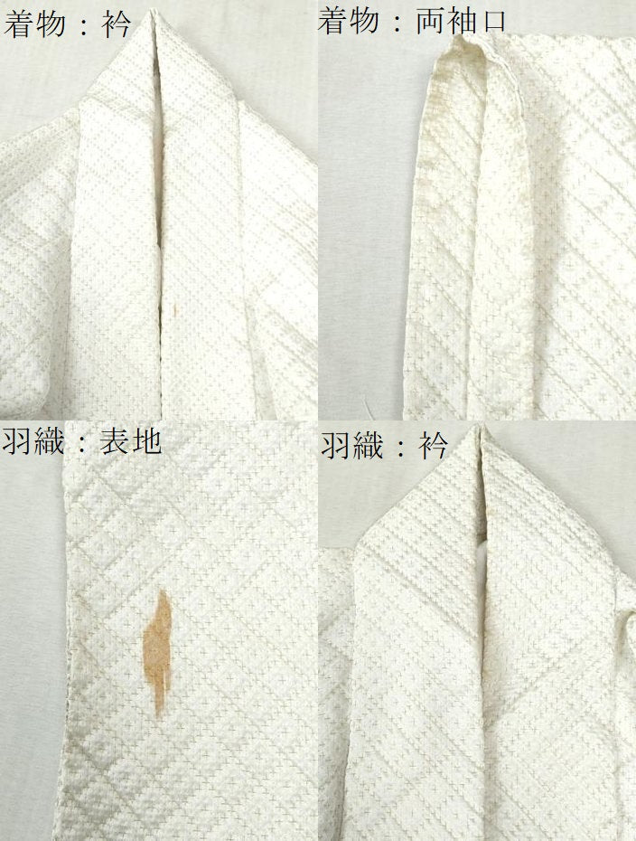 平和屋着物●男性 色紋付 羽織セット 菱吉祥文 金糸 正絹 逸品 CABB4747yc