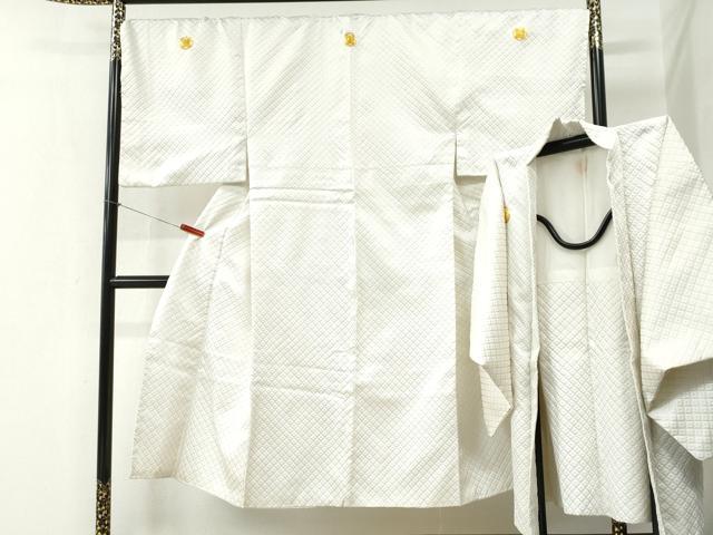 平和屋着物●男性 色紋付 羽織セット 菱吉祥文 金糸 正絹 逸品 CABB4747yc