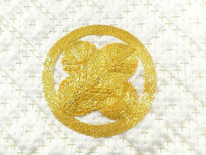 平和屋着物●男性 色紋付 羽織セット 菱吉祥文 金糸 正絹 逸品 CABB4747yc