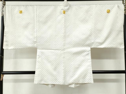 平和屋着物●男性 色紋付 羽織セット 菱吉祥文 金糸 正絹 逸品 CABB4747yc