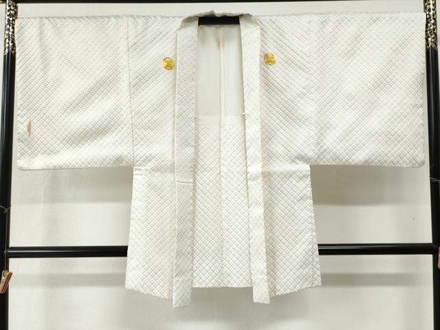 平和屋着物●男性 色紋付 羽織セット 菱吉祥文 金糸 正絹 逸品 CABB4747yc