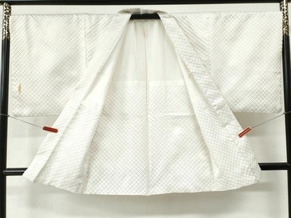 平和屋着物●男性 色紋付 羽織セット 菱吉祥文 金糸 正絹 逸品 CABB4747yc