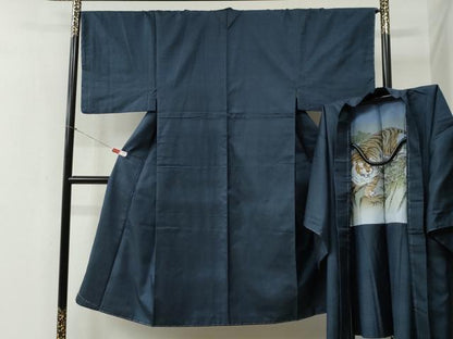 平和屋着物●男性 本場大島紬 アンサンブル 80亀甲 総詰め 羽裏：虎 正絹 逸品 未使用 CABB4748yc