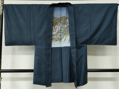 平和屋着物●男性 本場大島紬 アンサンブル 80亀甲 総詰め 羽裏：虎 正絹 逸品 未使用 CABB4748yc