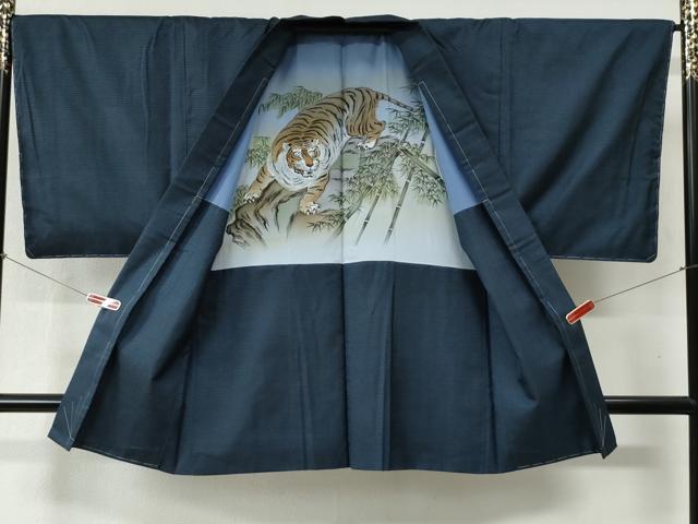 平和屋着物●男性 本場大島紬 アンサンブル 80亀甲 総詰め 羽裏：虎 正絹 逸品 未使用 CABB4748yc
