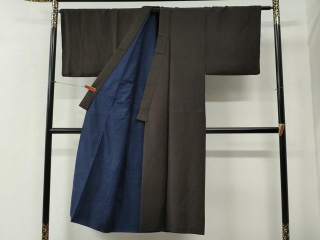 平和屋着物●男性 紬 アンサンブル 色無地 赤墨色 正絹 逸品 CABB4749yc