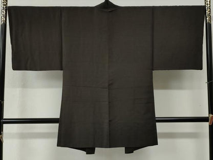 平和屋着物●男性 紬 アンサンブル 色無地 赤墨色 正絹 逸品 CABB4749yc