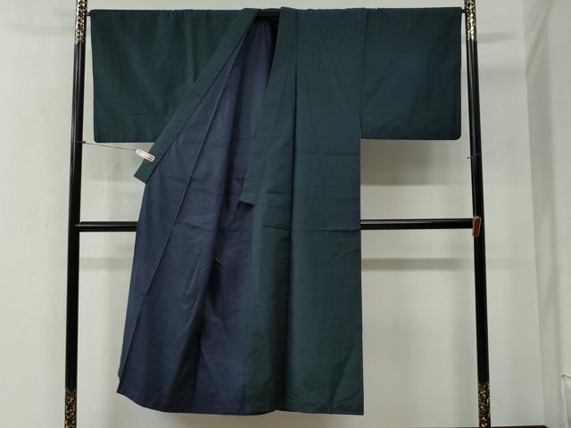 平和屋着物●男性 本場縞大島紬 アンサンブル 泥染め 格子 堀之内織物謹製 証紙付き 正絹 逸品 CABB4750yc