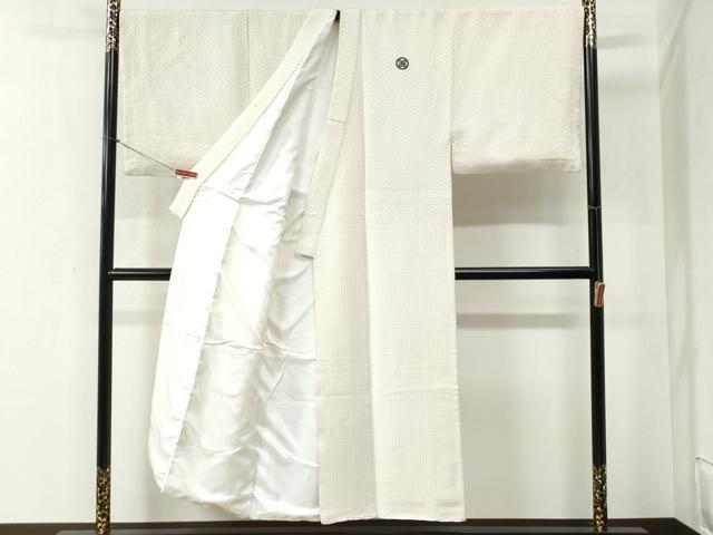 平和屋着物●男性　色紋付　羽織セット　菱吉祥文　金糸　キングサイズ　正絹　逸品　CABB4751yc