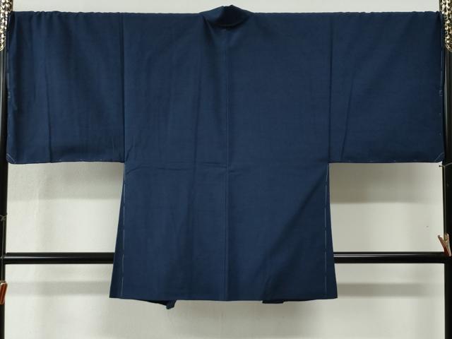 平和屋着物●男性 紬 アンサンブル 色無地 紺青色 正絹 逸品 未使用 CABB4752yc