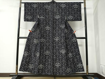 平和屋着物●久留米絣 胴抜き仕立て 源氏車 綿 逸品 CABB4763yc