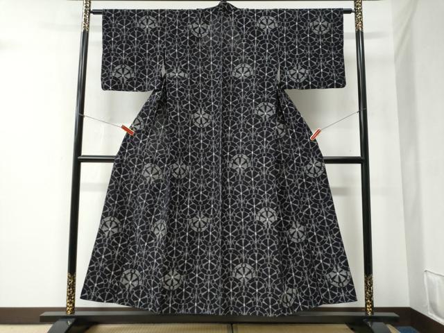 平和屋着物●久留米絣 胴抜き仕立て 源氏車 綿 逸品 CABB4763yc