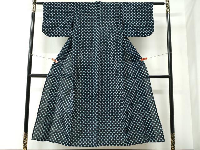 平和屋着物●久留米絣 単衣 水玉 綿 逸品 CABB4765yc