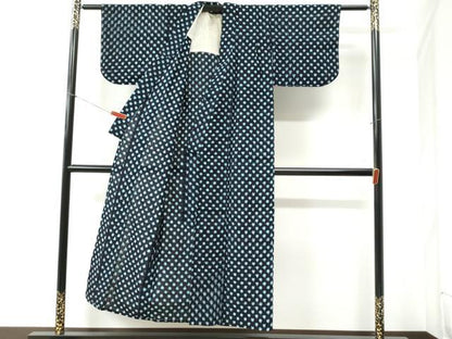 平和屋着物●久留米絣 単衣 水玉 綿 逸品 CABB4765yc