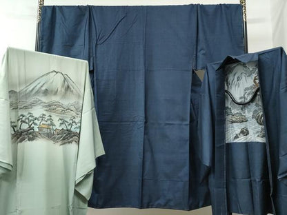 平和屋着物●男性 本場大島紬 アンサンブル・長襦袢セット 100亀甲 総詰め キングサイズ 正絹 逸品 未使用 CABB4768yc